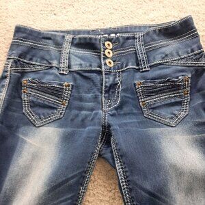 Hydraulic Womens Distressed Blue Denim Jeans Size 5/6 Triple Button Waist